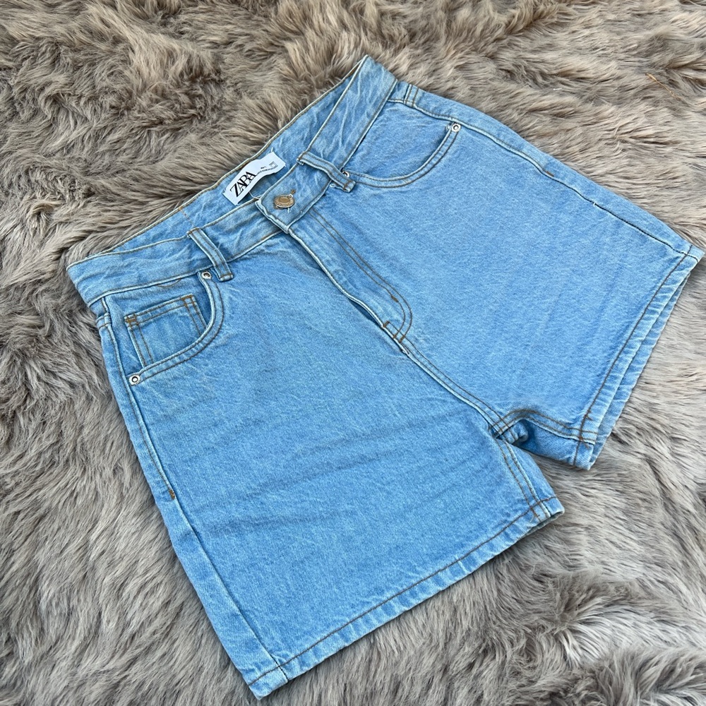 Zara Blue Jean Mom Fit Shorts